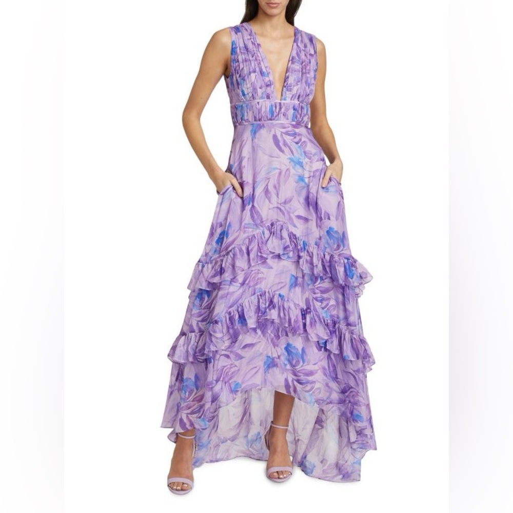Elegant Purple Floral Maxi Dress